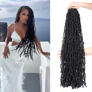 Faux Locs Crochet Hair Soft Locs 30 inch 6 Packs Long Pre Looped Crochet Locs Goddess Locs Crochet Hair For Black Women Braiding Hair Extensions (30 Inch (Pack of 6), 1B)