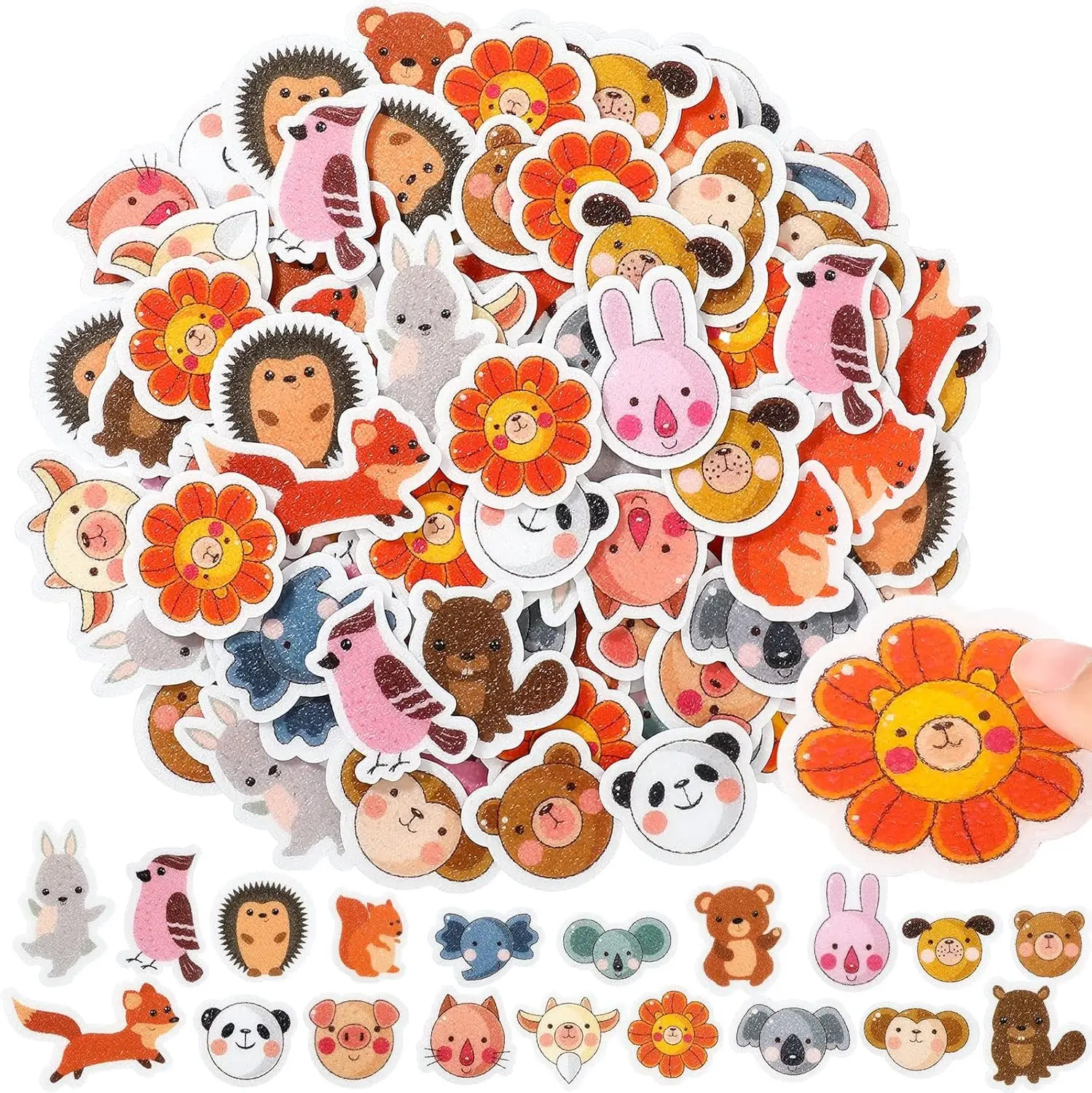 100 Pcs Anxiety Sensory Stickers Calm Textured Sensory Strips Cute Animal Adhesive Stickers Stress Anxiety Relief Items for Adult Desks Phones Laptops