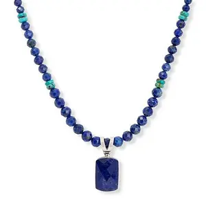 Mine Finds by Jay King Sterling Silver Lapis Pendant with Beaded Necklace