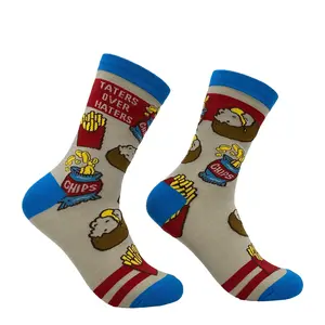 Women's Taters Over Haters Socks Funny Sarcastic Potato Graphic Novelty Footwear Funny Graphic Socks Comfortable Fitted Spandex Cotton