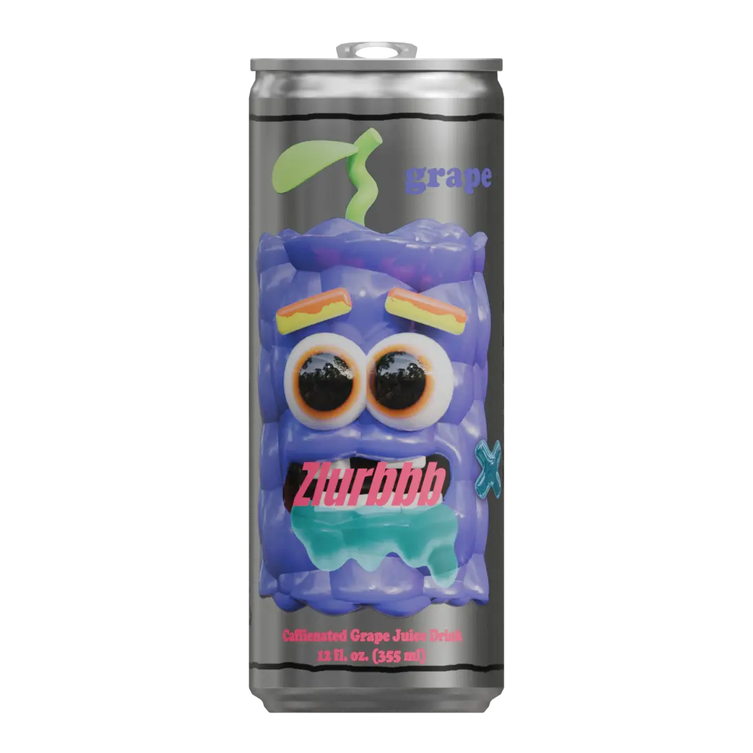 Grape ZLURBBB Pack - Original Caffeinated Grape Juice Drink 12 fl oz 12 Pack with Less Ingredients Than Leading Energy Drinks