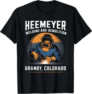 Cool Heemeyer Welding Demolition Granby Colorado Welder Men's Letter Print Solid Round Neck Tee, Regular Fit Casual Short Sleeve T-shirt, Graphic Summer Outfits, Daily Outdoor