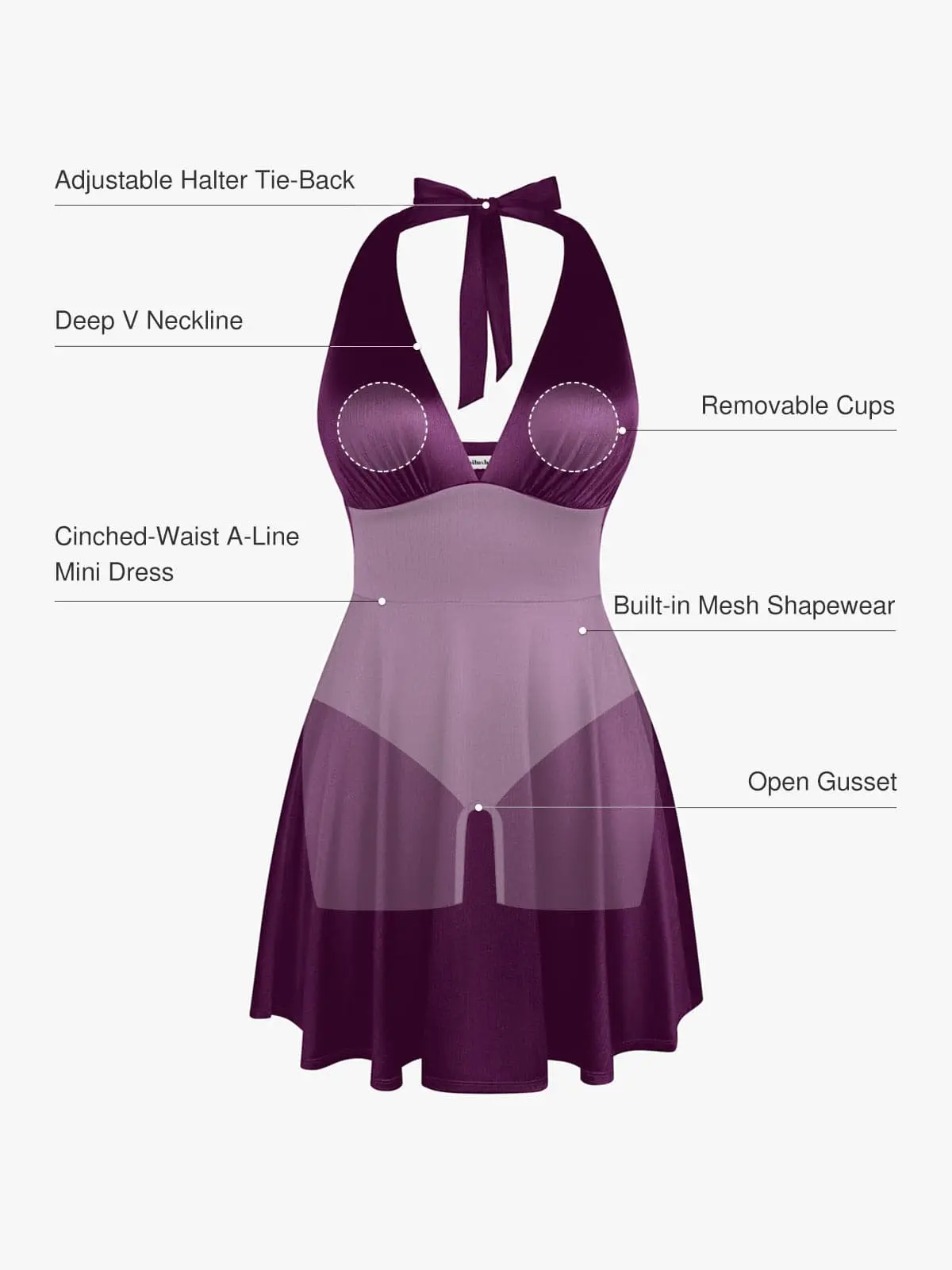 Women's Satin Halter Neck Dress Deep V Neck Backless Flared A Line Mini  Party Shapewear Halter Fit & Flare Mini Dress Dresses #Summervibe - TikTok  Shop