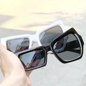 Unisex 2-Pack Quirky Raised Eyebrow Sunglasses, Black & White Asymmetric Oversized Lightweight Semi Rimless Resin Polycarbonate Frame, UV400 Protection, Edgy Ins Style Fashion Eyewear for Streetwear Outfits & Trendy Selfies