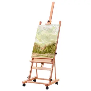 TikTokShopBlackFridayVEVOR Studio H-Frame Easel, Holds Canvas Art up to 48", Beechwood Artists Easel for Painting with Wheels and Large Storage Tray, 33 lbs Load Capacity Studio Easel, Adjustable Art Painting Easel