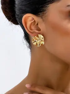 Women's Asymmetric Round Earrings, Casual Everyday Wear Asymmetrical Zinc Alloy Jewelry, All-Season Accessory, Lightweight Design, Perfect Gift Idea