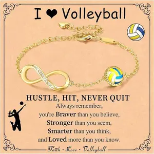 New women's infinity bracelet 14k gold baseball football tennis sports accessory jewelry gift, not easy to fade