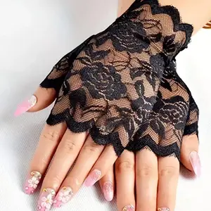 1pair Floral Pattern Lace Hollow out Design Fingerless Design Gloves (1 Pair), Elegant Fashion Gloves for Wedding Party, Wedding Bridal Gloves