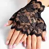 1pair Floral Pattern Lace Hollow out Design Fingerless Design Gloves (1 Pair), Elegant Fashion Gloves for Wedding Party, Wedding Bridal Gloves
