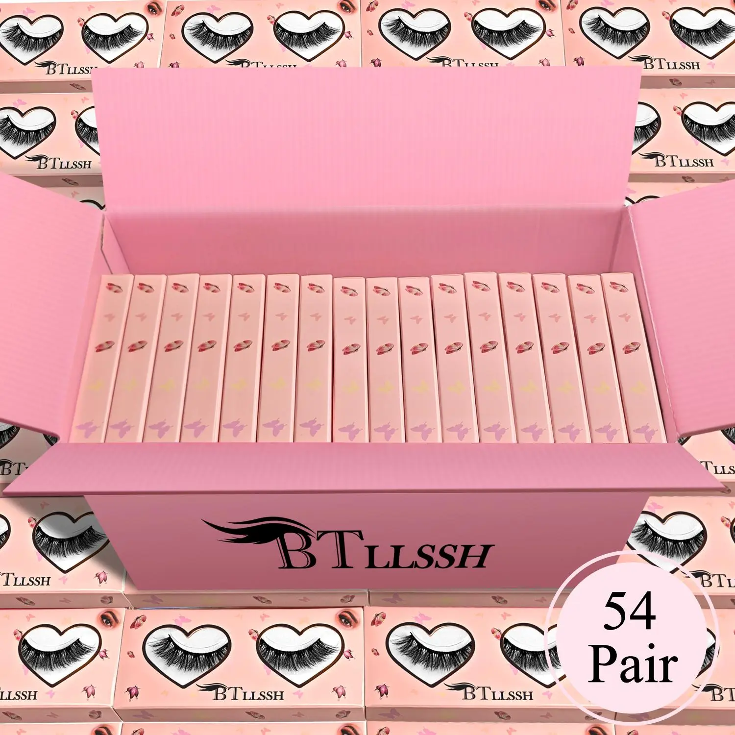 Cat Eye False Eyelashes with Gift Box, 54 Pairs Natural Curling Faux Cluster Full Volume Fake Eyelash for Lashes Extensions, Volumized False Eyelash for Women Makeup, High Quality Eyelashes, Feline Lash Look