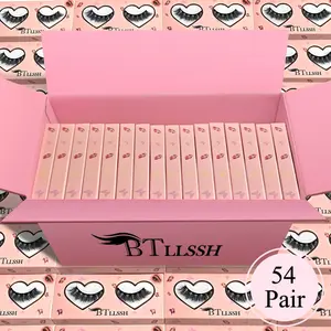 Cat Eye False Eyelashes with Gift Box, 54 Pairs Natural Curling Faux Cluster Full Volume Fake Eyelash for Lashes Extensions, Volumized False Eyelash for Women Makeup, High Quality Eyelashes