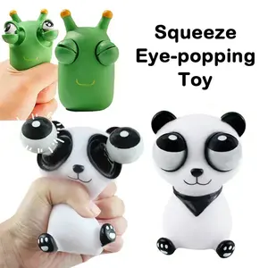 Funny Grass Worm Pinch Toy Panda  Stress Relief Fidget Decompression Toy  Eyes Squeeze Toys Relieve Anxiety Stress Relief Slug