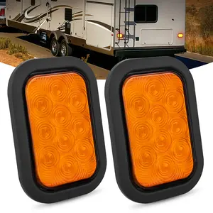 Nilight 5"x3" Rectangular Trailer Tail Lights, 2 PCS 10 LED Amber Turn Signal Lights, IP67 Waterproof, 12V Compatible, with Flush Mount Grommets & Plugs for Trucks, Trailers, RVs
