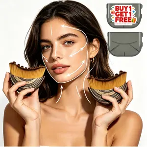 Buy 1 Get 1 Free, Ergonomic Lymphatic Contour Face & Body Brush, Natural Wood Dry Skin Brushing Tool, Lymphatic Drainage Massager for Face & Neck, Jawline & Double Chin Sculpting, Anti-Cellulite Body Exfoliating Brush, Spa Home Skincare Massage
