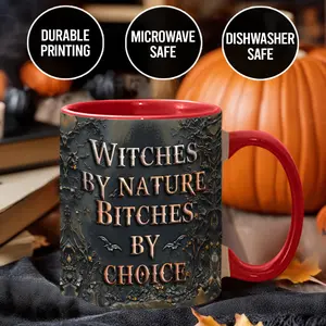 Witch By Nature Accent Mug - Sassy Beautiful Wiches Print Bestie Design - bet5992