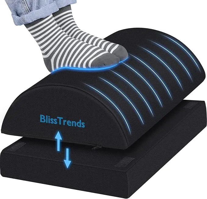 Foot Rest for Under Desk at Work-Versatile Foot Stool with Washable Cover-Comfortable Footrest with 2 Adjustable Heights for Car,Home and Office to Relieve Back,Lumbar,Knee Pain-Black, Modern, Two-Heights, Durable