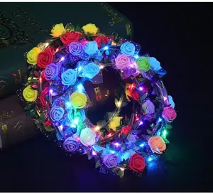 Glow in Style 10 PC LED Flower Crown Headbands for Parties Festivals & More Radiant Floral Design with Built-in Battery Ready for Every Occasion Comfortable Flexible Fit Party-Ready 10 Pack
