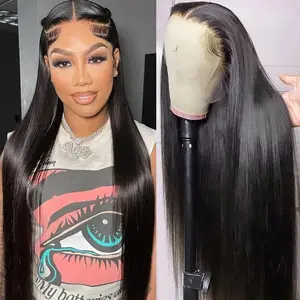 Fashionable synthetic fiber wig, with lace front, 13*4 parting long straight hair headband wig