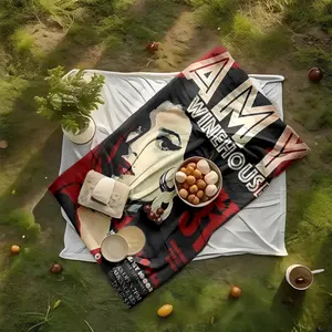 1 piece Amy Winehouse New York Concert Poster themed flannel blanket - All-season comfortable flannel blanket, modern style, suitable for sofas and beds, digitally printed pattern, super soft and warm, 100% polyester material, machine washable