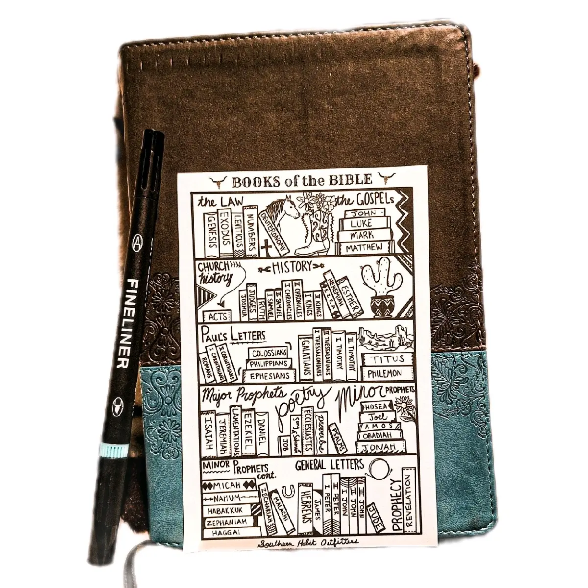 Books of the Bible Bookshelf Sticker - Decorative Sticker with 2 Free Bookmarks - Helps Track Reading Progress & Mark Books Read - Bible Journaling Supplies -Western, Hunting, Fishing, Country