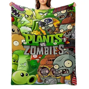 plants-vs-zombies-Flannel Throw Blanket for Girls Boys- Ultra Soft, Anti-Shrink & Wrinkle-Resistant ,Quick-Dry, Machine Washable Cozy Throw ,Perfect Gift for Kids Adults A-77