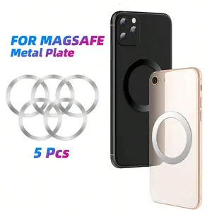5pcs Stainless Steel Magnetic Metal Rings for Magsafe Wireless Charger, Universal Car Phone Holder, Strong Magnet Clips for Phones, Stable Phone Holders