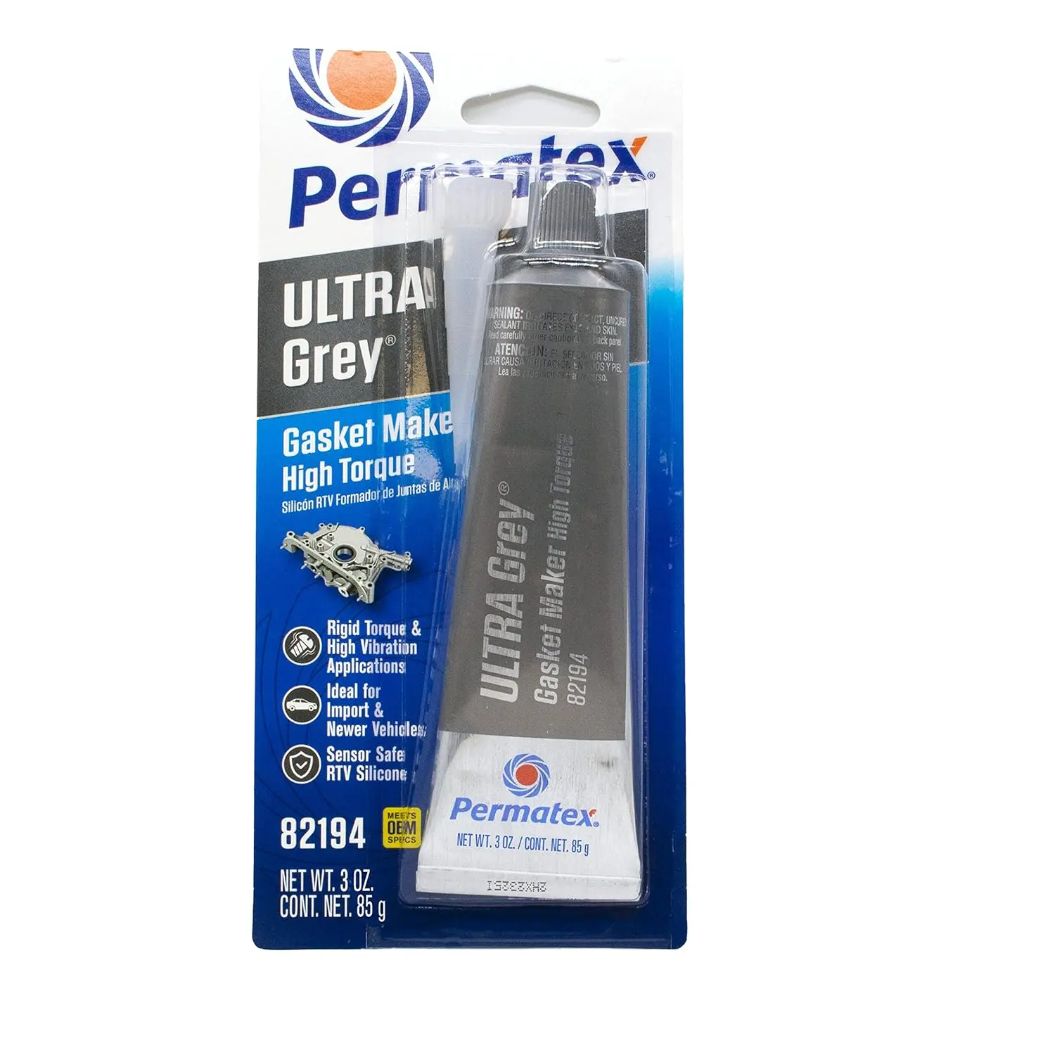 Permatex 82194 Ultra Grey Rigid High-Torque RTV Silicone Gasket Maker, 3 Ounce
