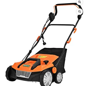 Costway IronMax 13Amp Corded Scarifier 15" Electric Lawn Dethatcher w/50L Collection Bag Orange
