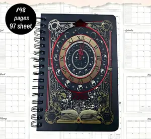2026 Vintage Black Clock Journal | Daily Weekly Monthly Planner with Tabs, Aesthetic Spiral Notebook