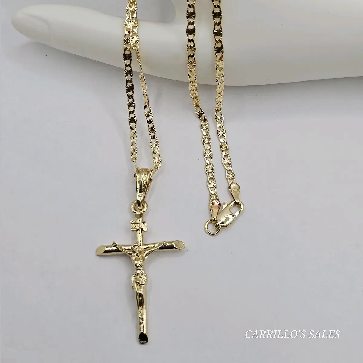 christ On The Cross small chain gold-plated 18"inches