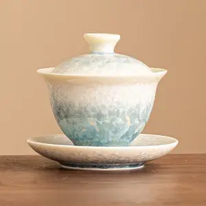 Crystalline Glaze —Lake Green Three-Piece Linglong Porcelain