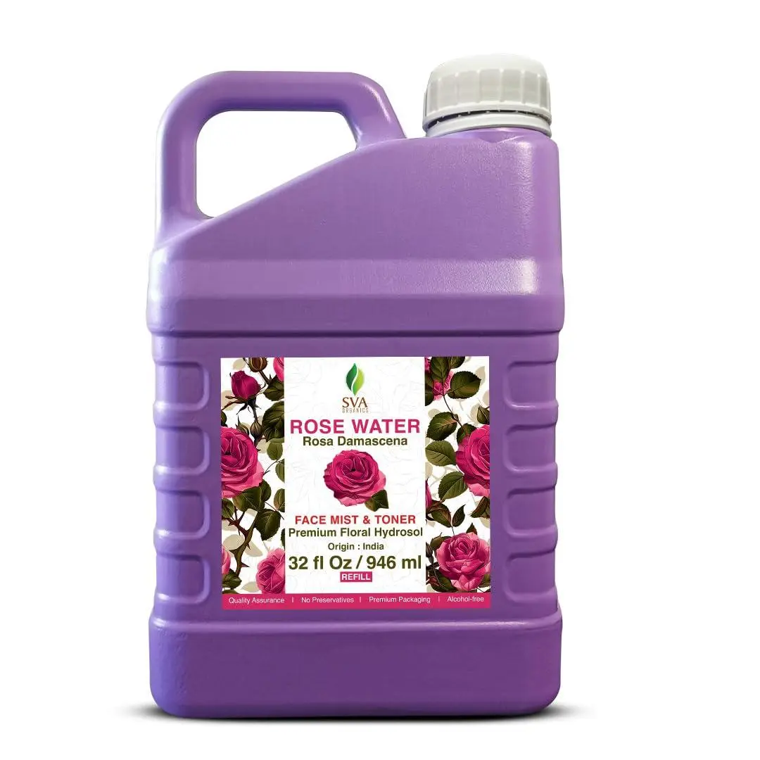 SVA Rose Water Fragrance Spray - Single Item, 32 Fl oz, 24-Month Shelf Life, Refreshing Floral Daily Fragrance, All-Over Body & Hair Spray for Hydration, Room Aromatherapy, Haircare Self-Care Essential