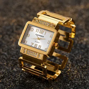 Fashionable women's watch, luxurious gold and silver watch, exquisite personalized bracelet watch, rectangular dial women's wristwatch