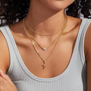 KISSYAN Diamond Necklace for Women, 14K Gold Plated Cubic Zirconia Solitaire Pendant Necklaces Dainty Rhinestone Jewelry Gifts