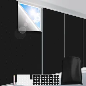 Portable 100% Black Out Window Cover Film, Cuttable Blackout Shades Fabric Sheet, No Drill Window Blinds, Sun Heat Light Blocker for Travel Media Dorm, 57'' W