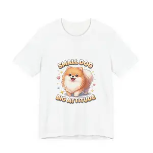 Small Dog Big Attitude Pomeranian Tee | Cute Pomeranian Illustration T-Shirt