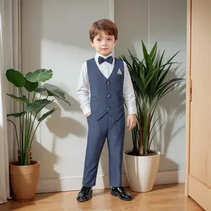 Boys Suits Ring Bearer Outfit Toddler Suits with Vest+Shirt+Pants Sets Kids Dress Clothes for 18 Months-9 Years