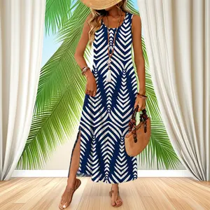 Maxi Dress Summer Dresses 2026 – Beach Vacation Sleeveless Sundress with Pockets, Flowy Boho Long Dress for Women, Casual Loose Fit S-3XL – Lightweight Breathable