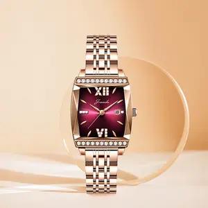 JRANDE Women's H7790L-G Spring Fashion Square Case Matte Black Luxury Waterproof Quartz Watch for Various Occasions