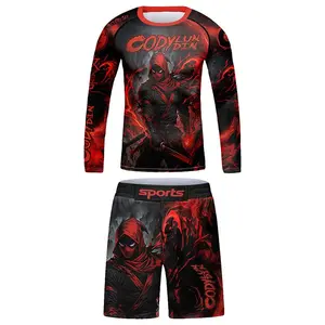 Kids' 4-Piece Compression Sport Set, Including Compression Shirt, Pants, Shorts & BJJ GI, for MMA, Muay Thai & Running, Compression Shorts, Four Pieces