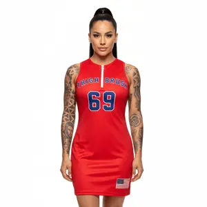 THIGHBRUSH® ATHLETICS - THIGHBRUSH 69 - WOMEN'S BASKETBALL JERSEY DRESS - RED