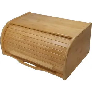 bread box bread basket wooden box storage boxes kitchen counter organizer, roll top breadbox. bread boxes for kitchen countertop. wooden boxes. (Natural)