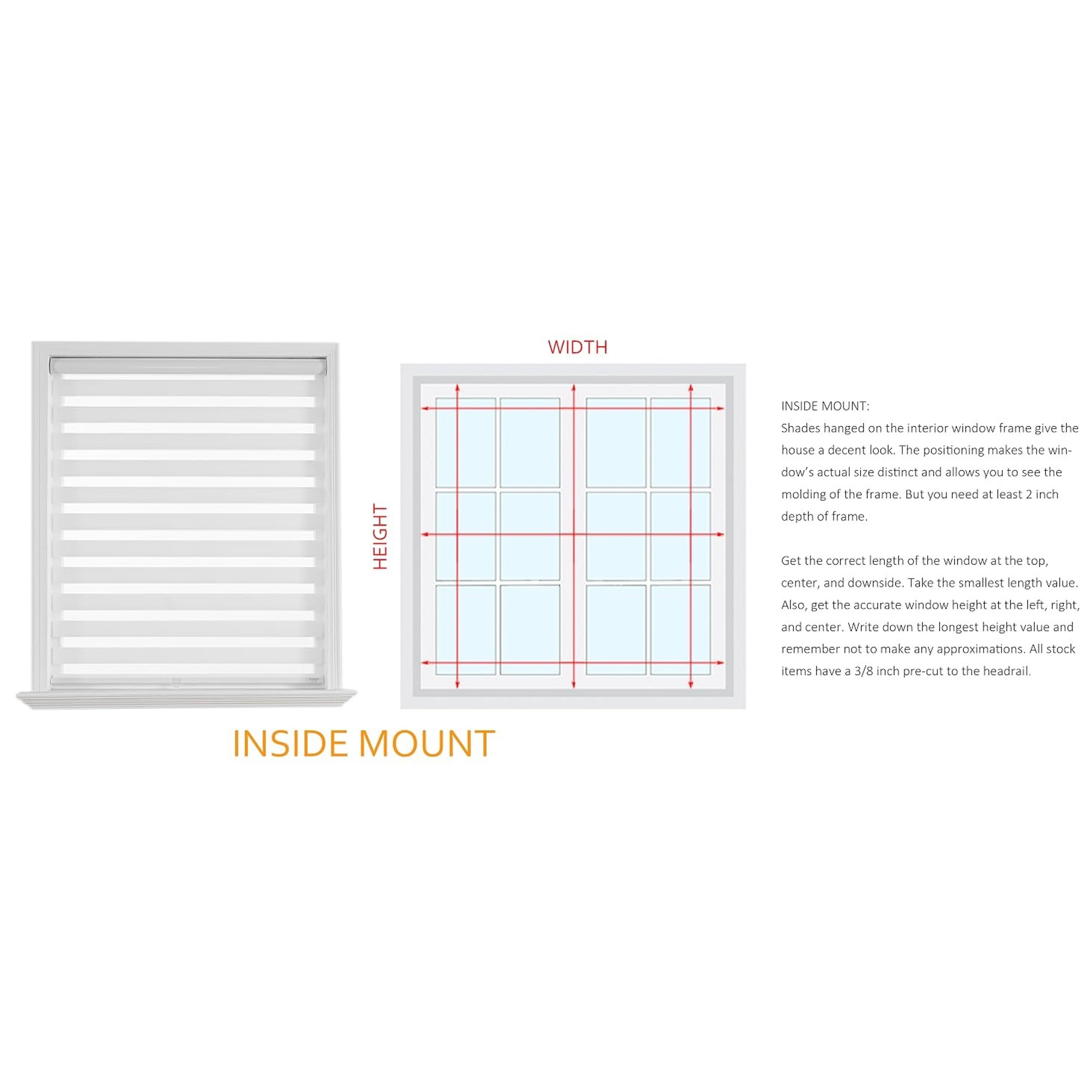 Cordless Zebra Pattern Roller Blind for Indoor Home Windows, Free-Stop Dual Layer Light Filter Sheer Shades (22" W X 72" H, Grey)