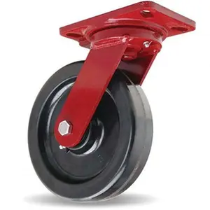 Hamilton Caster 8" Diam x 2" Wide x 9-3/4" OAH Top Plate Mount Swivel Caster with Brake Phenolic, 1,400 Lb Capacity, Roller Bearing, 4-1/2 x 6-1/2" Plate S-HS-8P-4SL-FB
