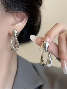 Women's Elegant Geometric Drop Earrings, Mysterious Moebius Ring Design, Daily Wear & Commute Accessory, Fashionable Jewelry, High Quality Earrings