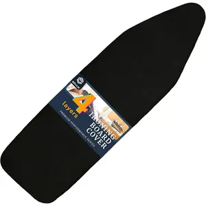 Ironing Board Cover and Pad with Standart Size 15" X 54", Adjustable Elastic Edge Fit, Extra Thick Padding, Heat Reflective, Non Stick Scorch and Stain Resistant (Black, 15" X 54")