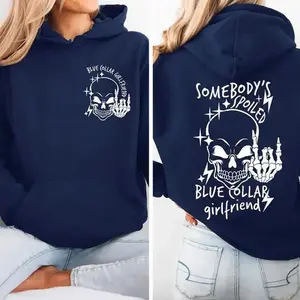 Somebody’s Spoiled Blue Collar Girlfriend T-Shirts, Crewneck Sweatshirts & Pullover Hoodie – Funny Cozy Pullover, Spoiled by My Blue Collar Man Hoodie, Gift for Women, Girlfriend & Wife FRGH