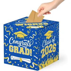 Graduation Decorations 2026 Card Box Holder Class of 2026 Congrats Grad Gift Card Money Box for Graduation Party Supplies Table Decorations 9x 9 x 9 inches