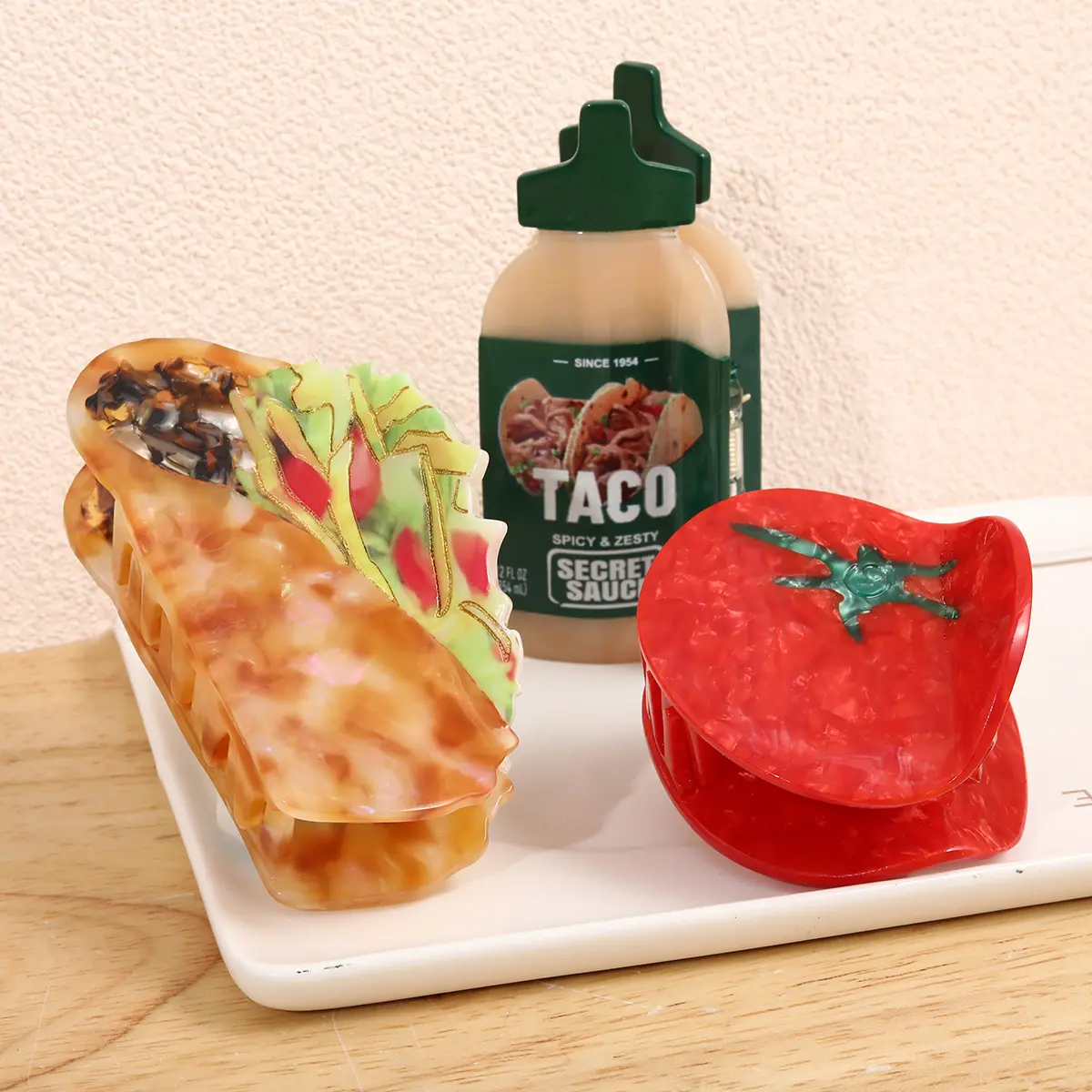 Personalized Acetate Taco Novelty Hair Claw Clip 1 Piece
