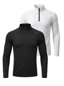 Men's Lightweight Quick-Dry Long Sleeve T-Shirt, Athletic Shirt, Athletic Apparel, Stand Collar, Loose Fit, All Seasons Outdoor Hiking Fishing Camping, Breathable Activewear, Moisture Wicking Tee